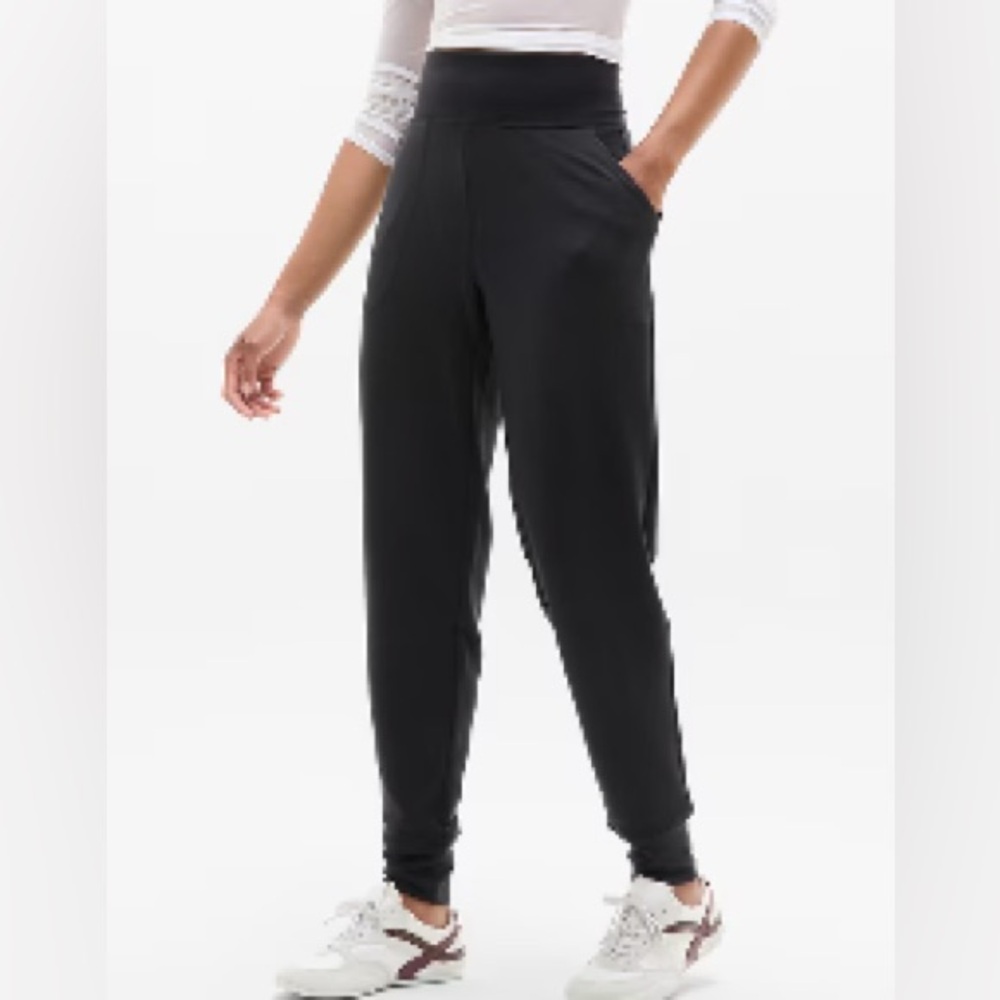 Athleta Black Fleece Jogger Pants XL Cozy Tencel Blend Lounge Athleisure